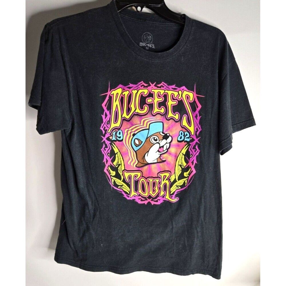 Buc-ees Shirt Adult Medium Black Bucees Tour 1982-2021 Graphic Double Sided Tee